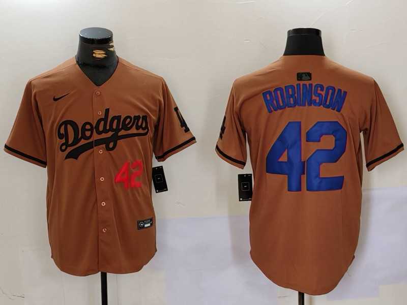 Mens Los Angeles Dodgers #42 Jackie Robinson Number Olive Cool Base Limited Stitched Jersey